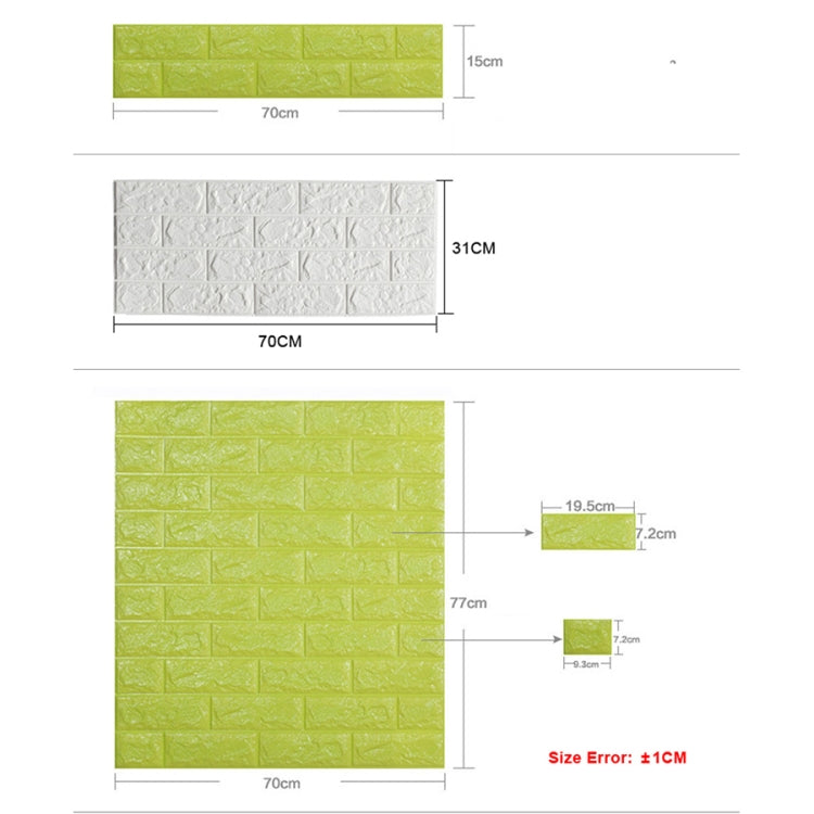 2 PCS Self Adhesive Waterproof TV Background Brick Wallpapers 3D Wall Sticker Living Room Wallpaper Mural Bedroom Decorative Stickers, 70cm x 77cm