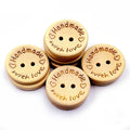 100 PCS/Set Natural Color Wooden Buttons Handmade Love Letter Wood Button Craft DIY Baby Apparel Accessories, 15mm, 20mm, 25mm