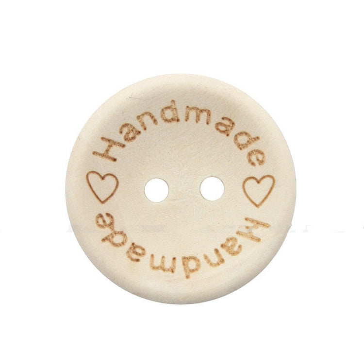 100 PCS/Set Natural Color Wooden Buttons Handmade Love Letter Wood Button Craft DIY Baby Apparel Accessories, 15mm, 20mm, 25mm
