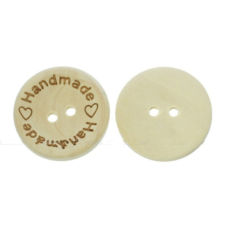 100 PCS/Set Natural Color Wooden Buttons Handmade Love Letter Wood Button Craft DIY Baby Apparel Accessories, 15mm, 20mm, 25mm