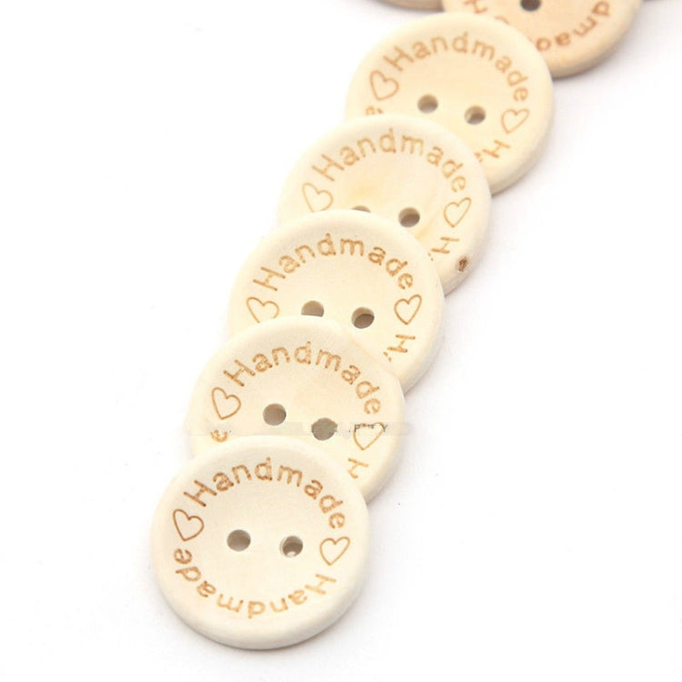 100 PCS/Set Natural Color Wooden Buttons Handmade Love Letter Wood Button Craft DIY Baby Apparel Accessories, 15mm, 20mm, 25mm