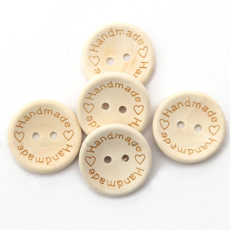 100 PCS/Set Natural Color Wooden Buttons Handmade Love Letter Wood Button Craft DIY Baby Apparel Accessories, 15mm, 20mm, 25mm