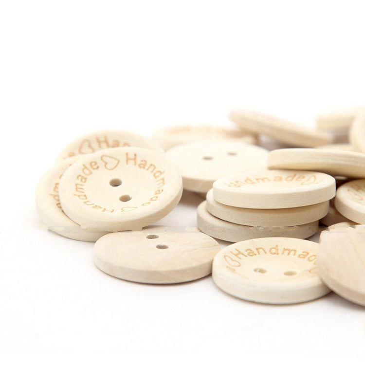 100 PCS/Set Natural Color Wooden Buttons Handmade Love Letter Wood Button Craft DIY Baby Apparel Accessories, 15mm, 20mm, 25mm