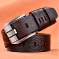 Men Vintage Crocodile Textured Leather Belt, 105CM, 110CM, 115CM, 120CM, 125CM