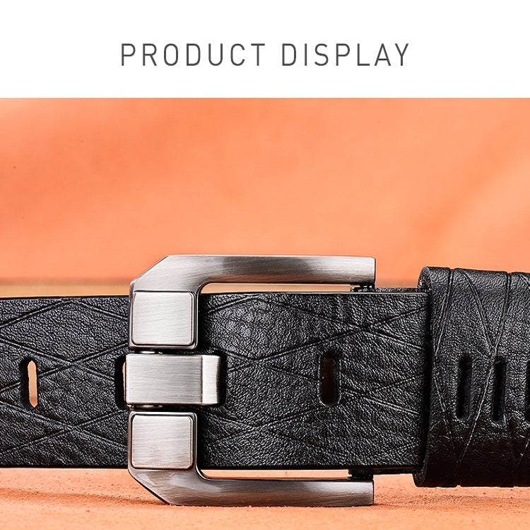 Men Vintage Crocodile Textured Leather Belt, 105CM, 110CM, 115CM, 120CM, 125CM