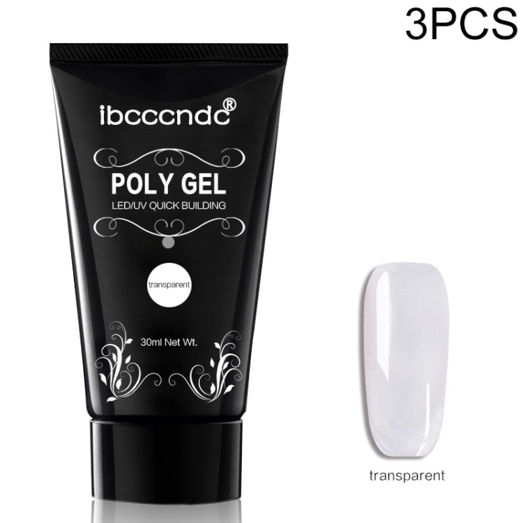 3 PCS Nail Acrylic Poly Gel Pink White Clear Crystal Builder Gel, Coffee, Jelly Red, Pink, Skin Color, Transparent, White, Nail Liquid