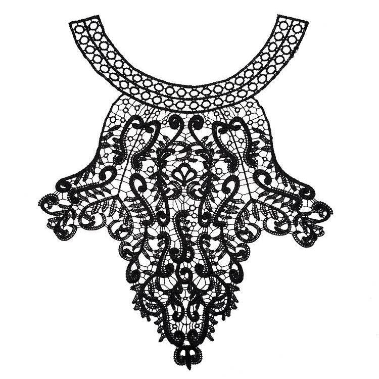 Embroidered Lace Collar Flower Three-dimensional Hollow Fake Collar DIY Clothing Accessories, Blue, Black, Purple Pink, Light Brown, White