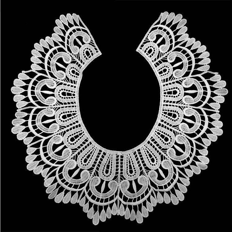 Milk Silk Lace Embroidered Collar Three-dimensional Hollow Fake Collar DIY Clothing Accessories, Size: 32 x 32cm, Sky Blue, Beige, Black, Rose Red, White