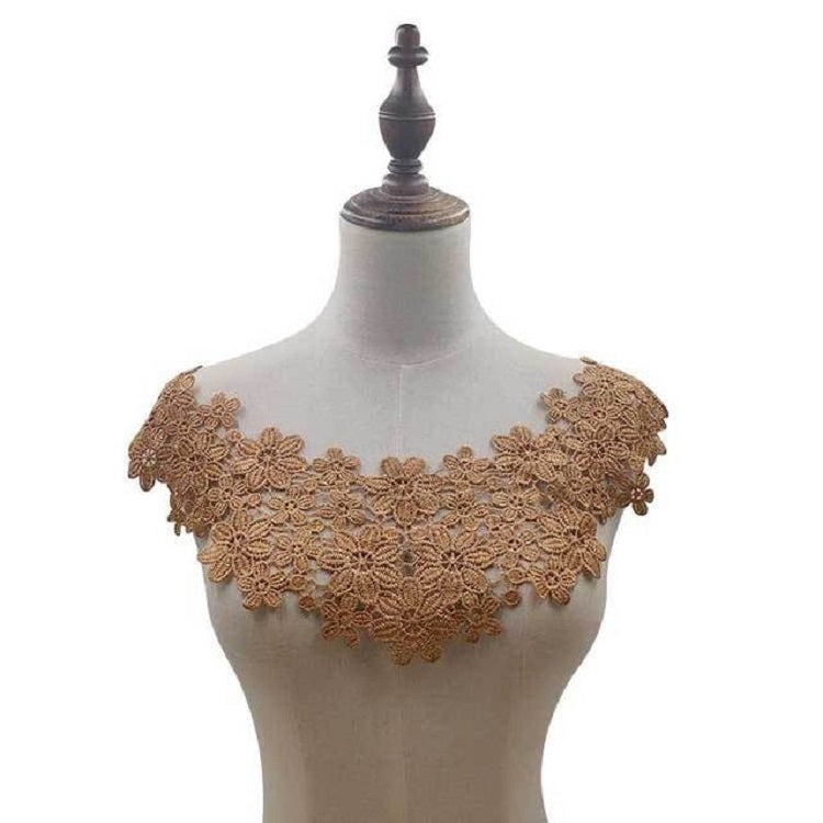 Lace Collar Three-dimensional Hollow Embroidered Fake Collar DIY Clothing Accessories, Size: About 45 x 26cm, Gold Brown, Red Bean Paste Powder