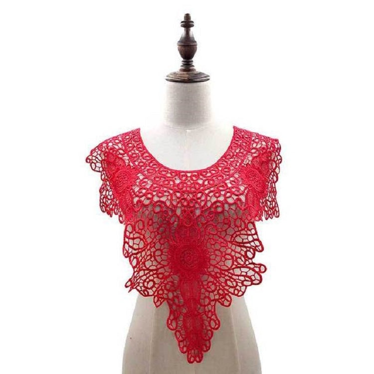 Lace Embroidery Hollow Fake Collar DIY Clothing Accessories, Size: About 55 x 47cm, Red, Beige, Black, Light Brown, White
