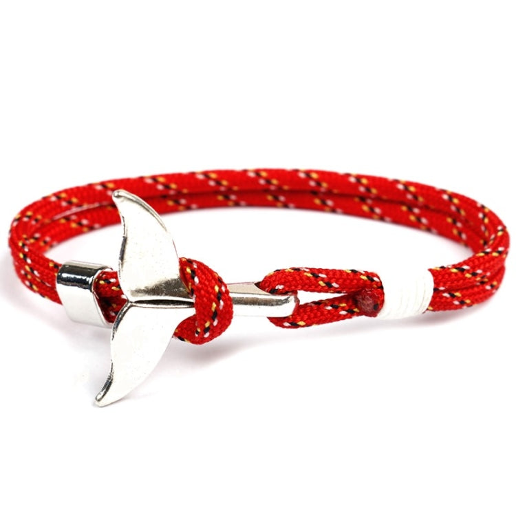 Whale Tail Anchor Charm Nautical Survival Rope Chain Bracelets, Black red, Red, Black blue, Yellow, Colorful, Blue, Dark blue, Black