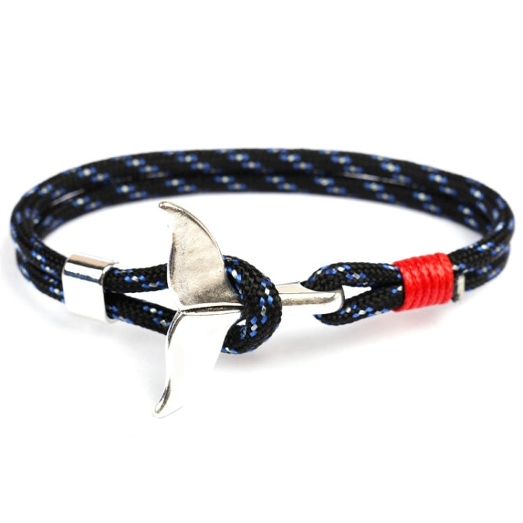 Whale Tail Anchor Charm Nautical Survival Rope Chain Bracelets, Black red, Red, Black blue, Yellow, Colorful, Blue, Dark blue, Black