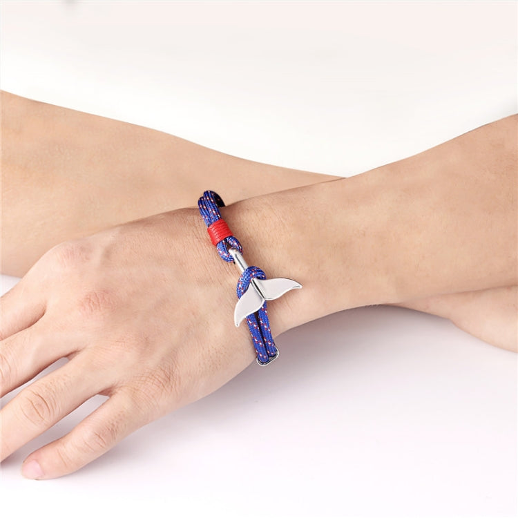 Whale Tail Anchor Charm Nautical Survival Rope Chain Bracelets, Black red, Red, Black blue, Yellow, Colorful, Blue, Dark blue, Black
