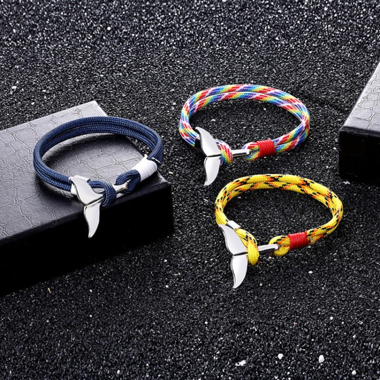 Whale Tail Anchor Charm Nautical Survival Rope Chain Bracelets, Black red, Red, Black blue, Yellow, Colorful, Blue, Dark blue, Black