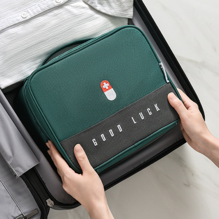 Thickened Large-Capacity Multifunctional Medicine Box Family Portable Storage Bag, Green, Gray, Pink