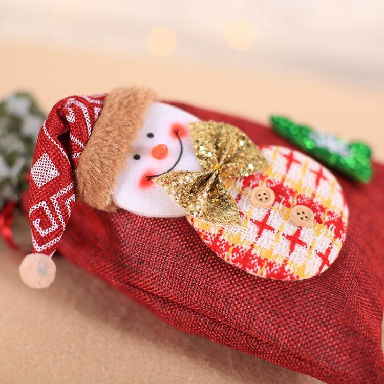 Creative Christmas Gift Bag Children Burlap Beam Apple Bag Candy Cookie Bag, Old Man, Snowman