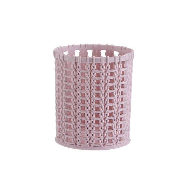 HH301 Office Organizer Desktop Hollow Cylinder Pen Storage Box Pencil Brush Pot Pen Holder Makeup Brush Plastic Container