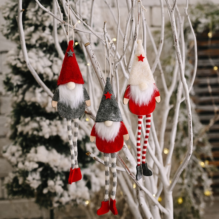 Christmas Ornaments Forest Old Man Doll Pendant, Red Hat, Gray Hat, Beige Hat