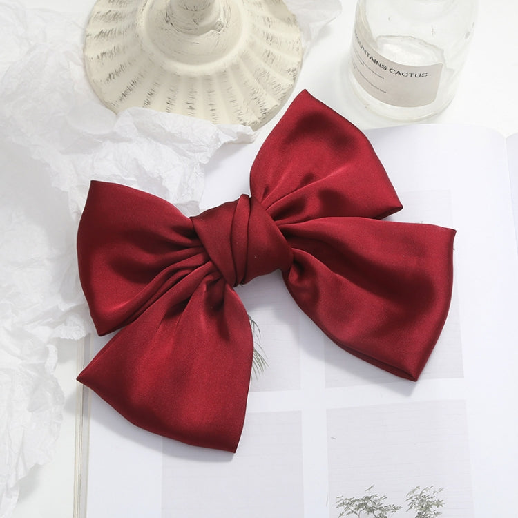 5 PCS Satin Bow Hairpin Back Head Hair Accessories, Wine Red, Black, Dark Yellow, Tibetan Blue, Dark Green, Light Pink, Light Purple, Black Wave Point, Wine Red Wave Point