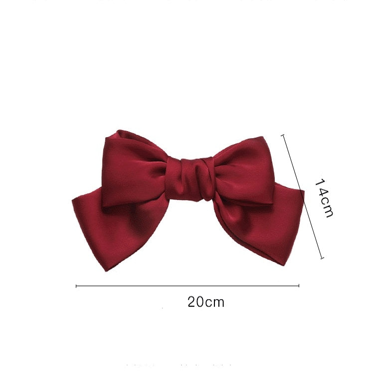 5 PCS Satin Bow Hairpin Back Head Hair Accessories, Wine Red, Black, Dark Yellow, Tibetan Blue, Dark Green, Light Pink, Light Purple, Black Wave Point, Wine Red Wave Point