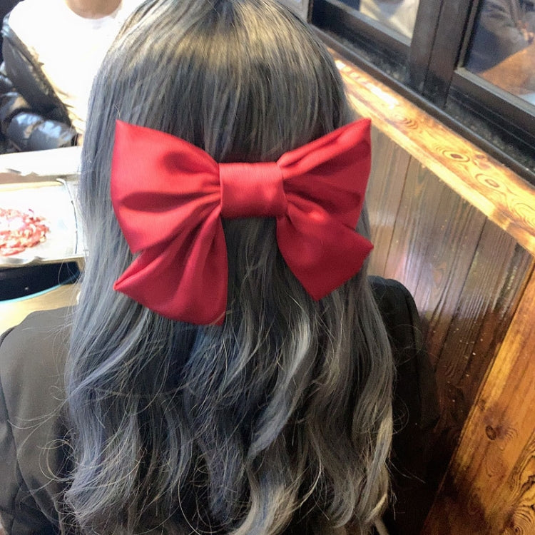 5 PCS Satin Bow Hairpin Back Head Hair Accessories, Wine Red, Black, Dark Yellow, Tibetan Blue, Dark Green, Light Pink, Light Purple, Black Wave Point, Wine Red Wave Point