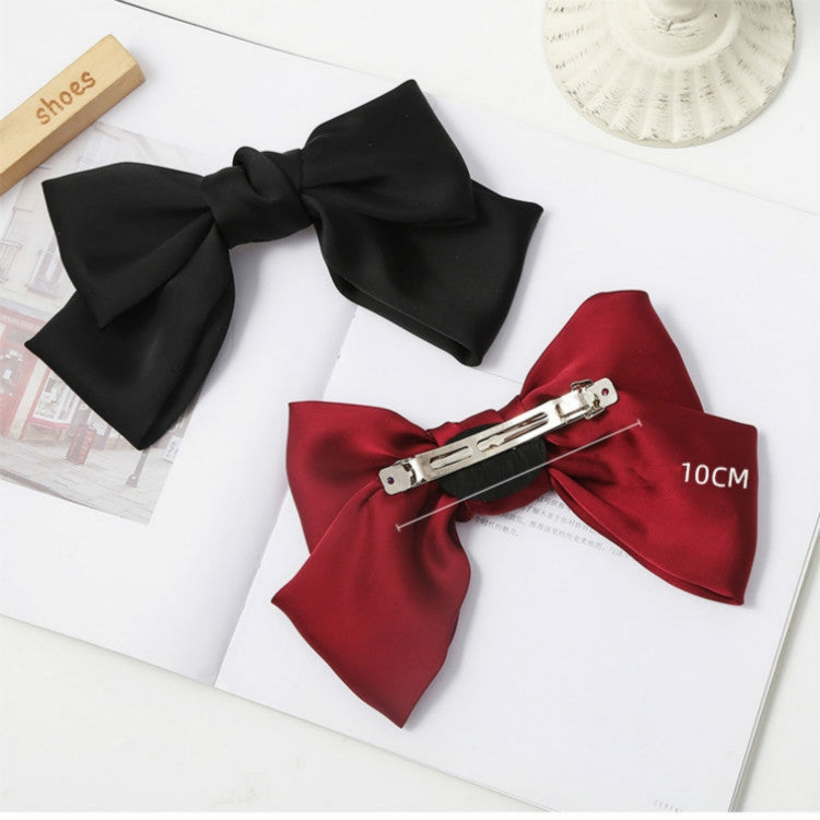 5 PCS Satin Bow Hairpin Back Head Hair Accessories, Wine Red, Black, Dark Yellow, Tibetan Blue, Dark Green, Light Pink, Light Purple, Black Wave Point, Wine Red Wave Point