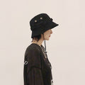 Outdoor Hip-Hop Hat Fisherman Hat Windproof Basin Hat with Drawstring, L