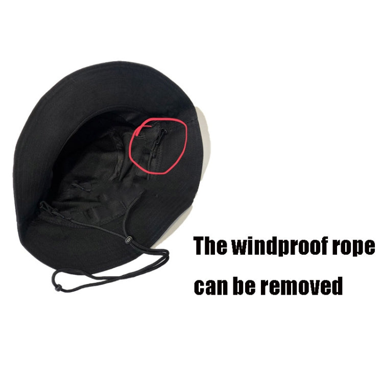 Outdoor Hip-Hop Hat Fisherman Hat Windproof Basin Hat with Drawstring, L