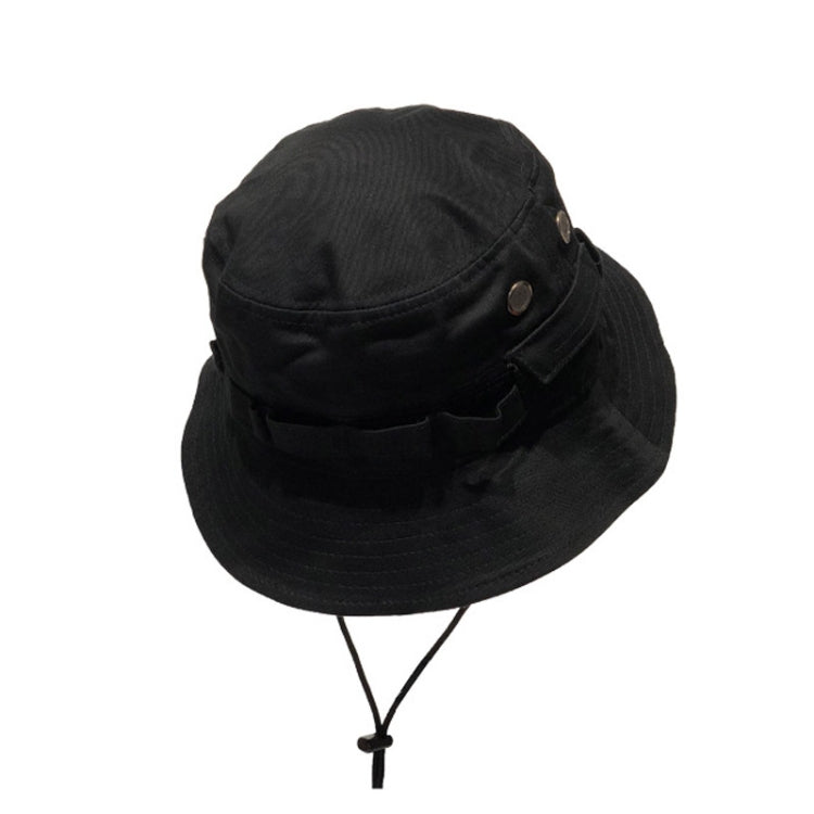 Outdoor Hip-Hop Hat Fisherman Hat Windproof Basin Hat with Drawstring, L