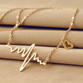 Necklace Love Shaped Titanium Steel Heartbeat Lockbone Chain Heart Pendant Necklace Female Retro Necklace Jewelry Accessorie, Gold, Silver