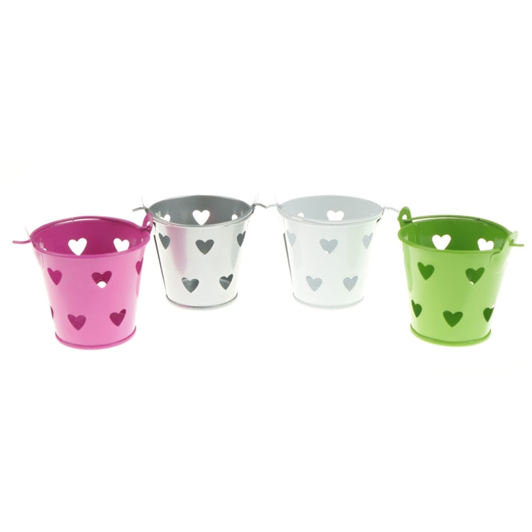 Heart Hollow Round Pen Holder Decoration Adorable Mini Desktop Storage Bucket Iron Pencil Holder Stand