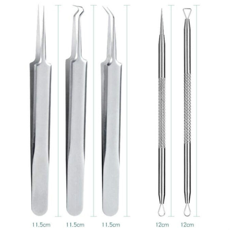 5pcs /Set Acne Needle Stainless Steel Acne Clamp Squeeze Acne Blackhead Tool, 5 in 1