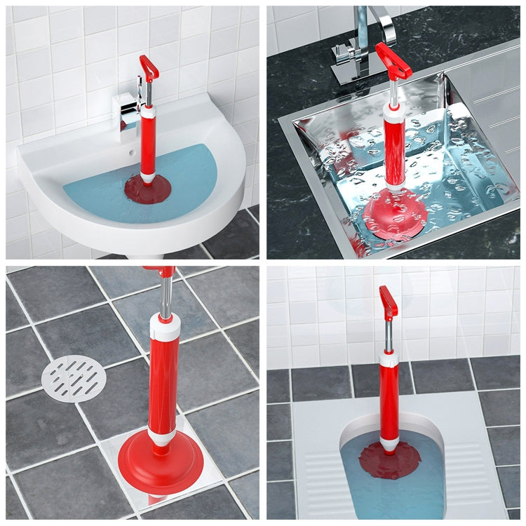 Household Sewer Dredge Toilet Suction Cup Vacuum Powerful Suction Pump, Plastic Rod, Stainless Steel Rod