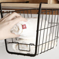 Closet Storage Rack Under The Partition Hanging Basket Storage Basket, Black, White