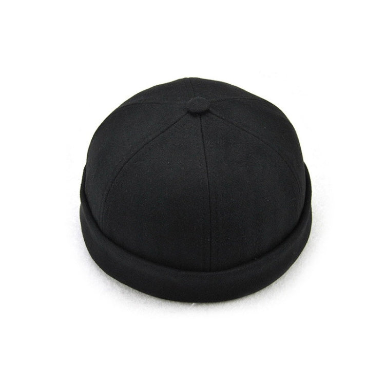 G12788 Iron Mark Street Melon Skullcap Retro Flanged Landlord Hat without Eaves, G12788 Black, G12788 Grey, G12788 Deep Beige, G12788 Dark Gray, G12788 Dark Blue