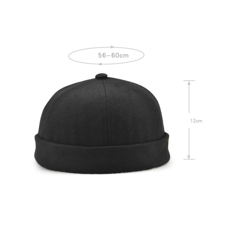 G12788 Iron Mark Street Melon Skullcap Retro Flanged Landlord Hat without Eaves, G12788 Black, G12788 Grey, G12788 Deep Beige, G12788 Dark Gray, G12788 Dark Blue