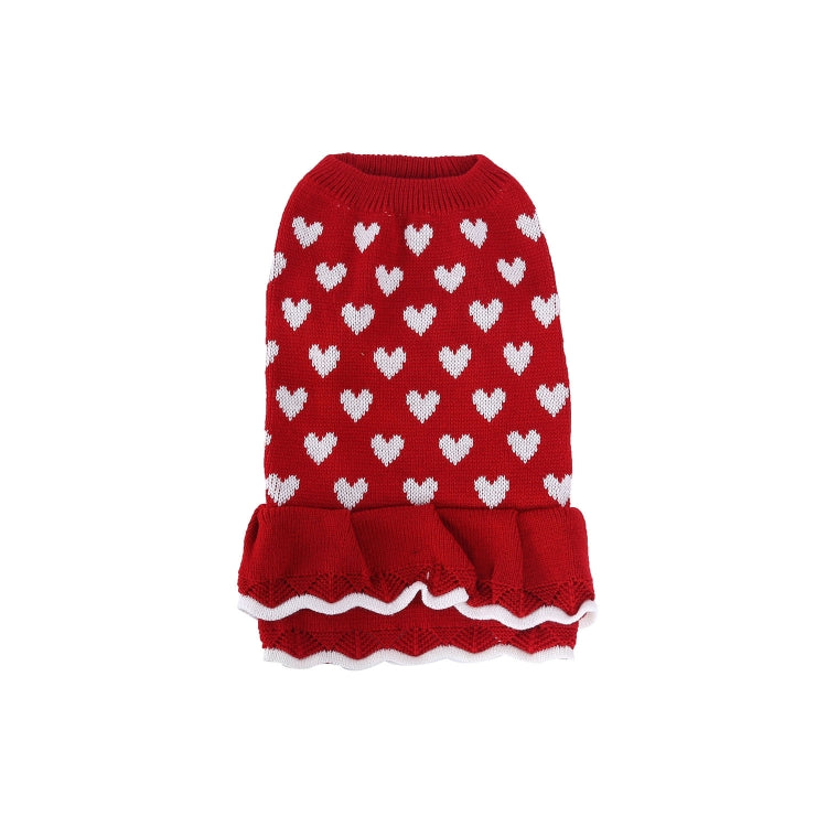 Autumn Winter Pet Red Love Sweater Festive Christmas Pet Clothes, XS, S, M, L, XL, XXL