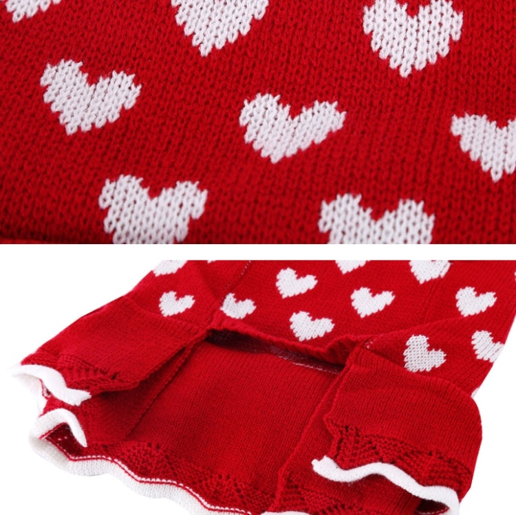 Autumn Winter Pet Red Love Sweater Festive Christmas Pet Clothes, XS, S, M, L, XL, XXL