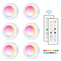 6 PCS / Set 16 Color RGB LED Night Light Strobe Atmosphere Pat Light Remote Control Cabinet Light with 2 Remote Control