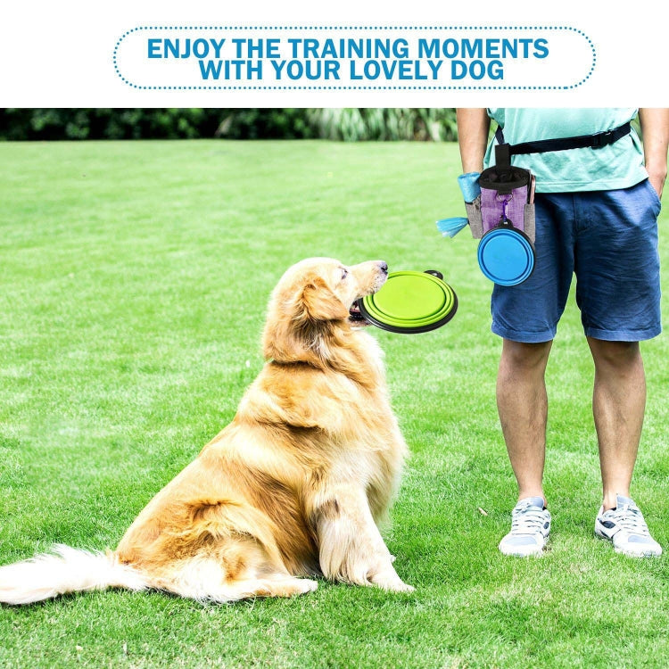 Pet Training Waist Bag With Belt Portable Outing Training Pet Snack Bag, Purple Waist Bag, Purple Waist Bag+Folding Bowl