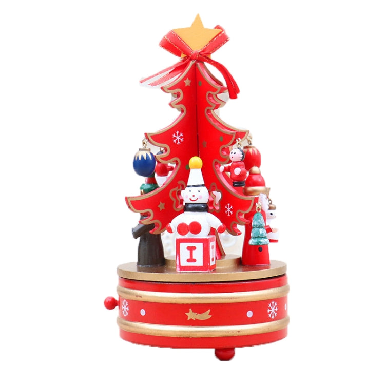 Christmas Decorations Christmas Tree Wooden Rotating Music Box, Red, Green