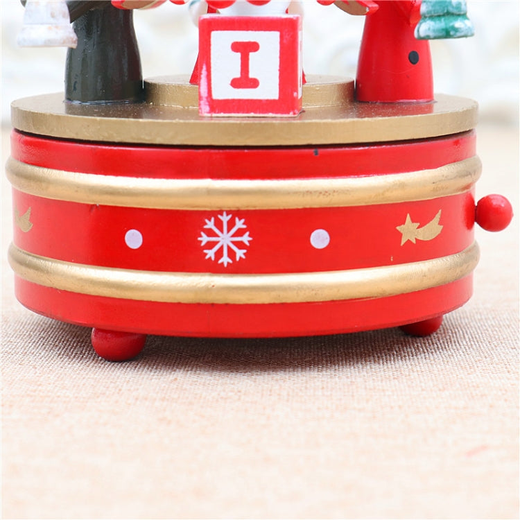 Christmas Decorations Christmas Tree Wooden Rotating Music Box, Red, Green