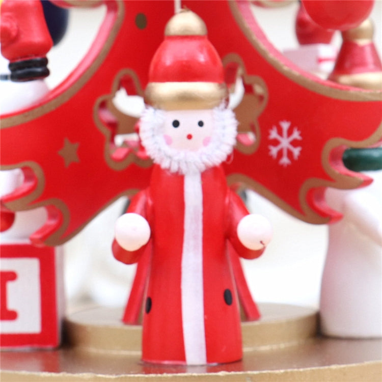 Christmas Decorations Christmas Tree Wooden Rotating Music Box, Red, Green