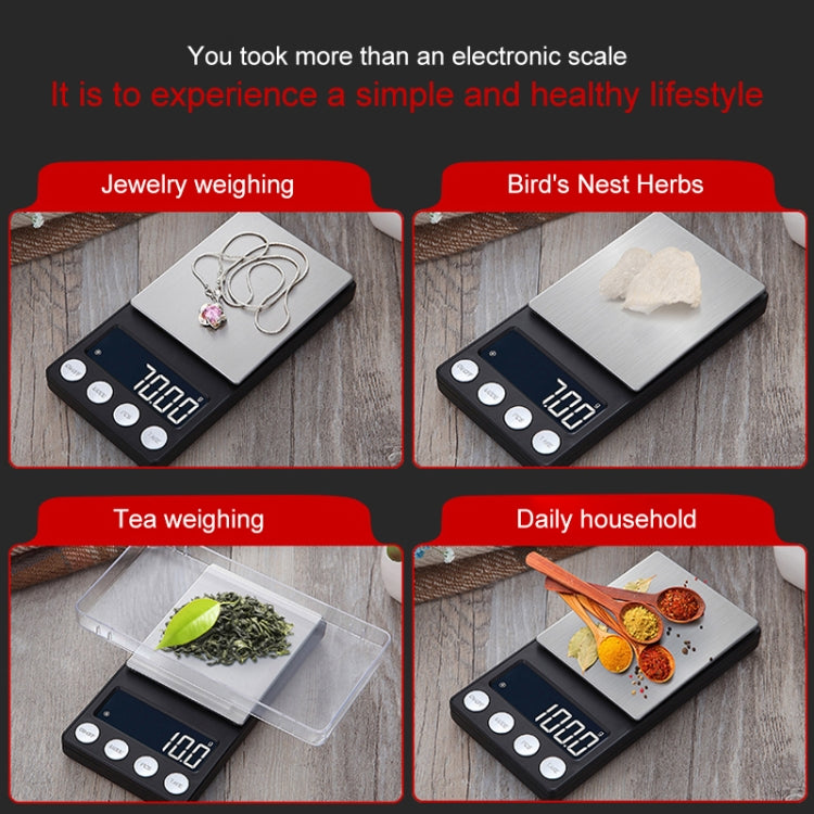 High-Precision Electronic Scale Mini Portable Jewellery Medicine Scale, 500g/0.1g, 100g/0.01g, 200g/0.01g, 300g/0.01g, 500g/0.01g, 1000g/0.1g