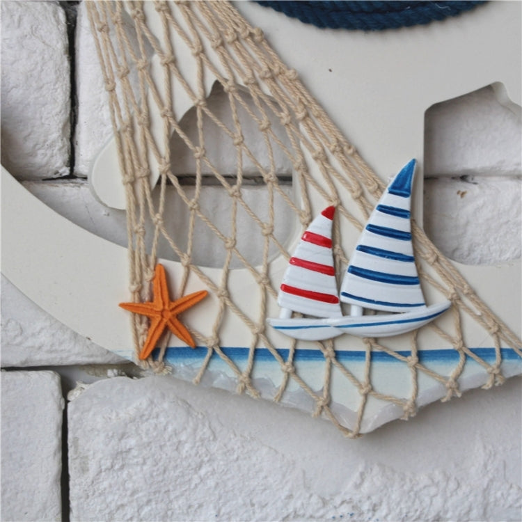 Mediterranean Style Blue And White Rudder Clock Wall Clock Home Living Room Bedroom Decoration Wooden Crafts, Pisces, Sailing