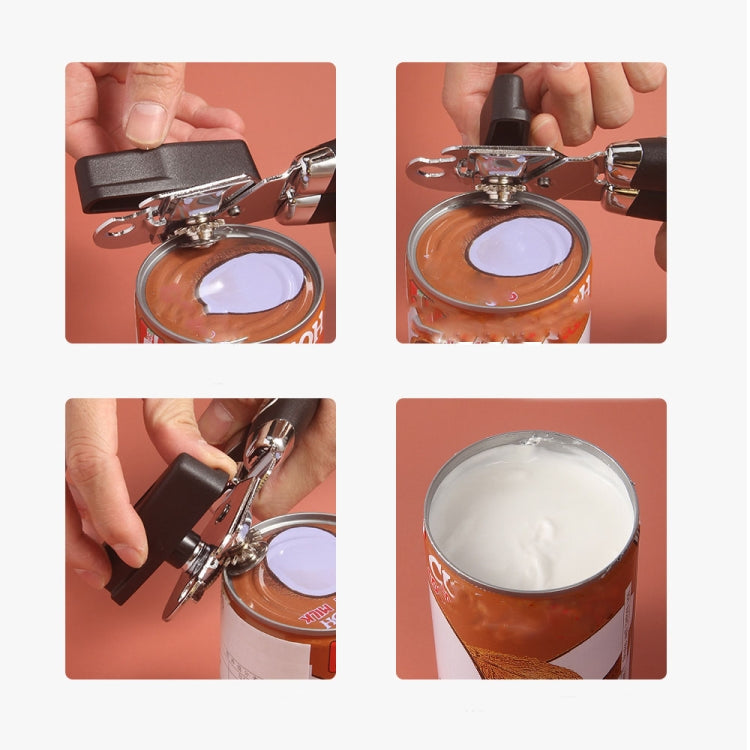 Manual Stainless Steel Multi-Function Powerful Can Knife Can Opener Kitchen Can Opener Tool, Black + Silver
