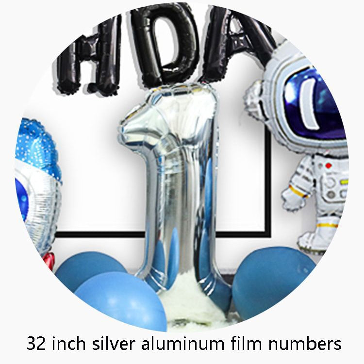 Astronaut Theme Birthday Balloon Decoration Set Starry Sky Rocket Aluminum Film Balloon Children Party Decoration, Set 2, Set 3
