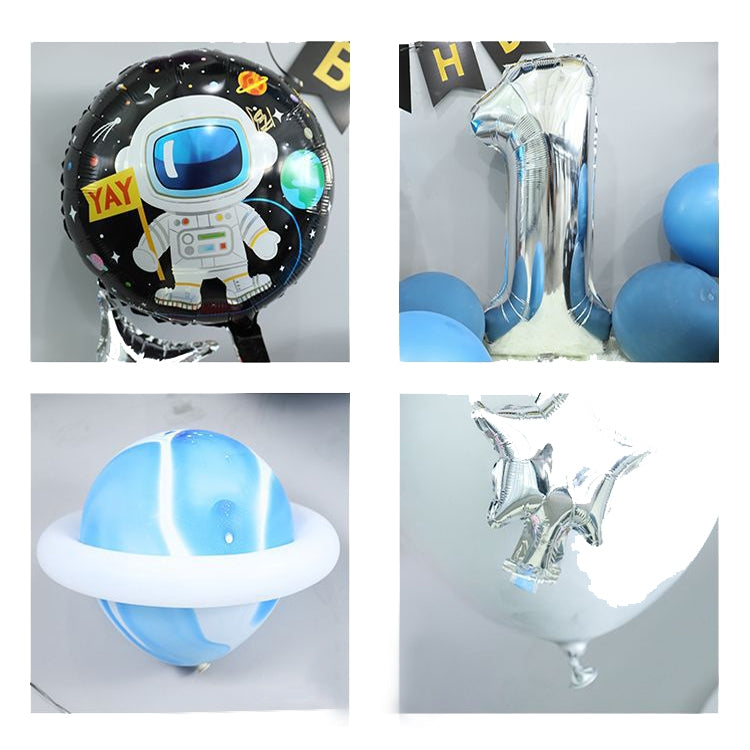 Astronaut Theme Birthday Balloon Decoration Set Starry Sky Rocket Aluminum Film Balloon Children Party Decoration, Set 2, Set 3