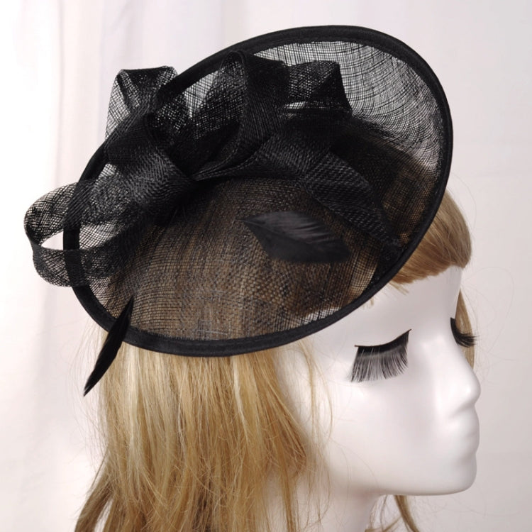 Bridal Headwear Retro Style Linen Hat, Black, White, Meat Meal, Silver Gray, Khaki, Milky White