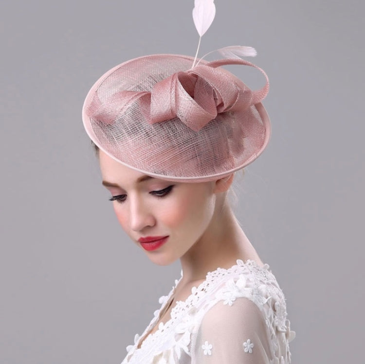 Bridal Headwear Retro Style Linen Hat, Black, White, Meat Meal, Silver Gray, Khaki, Milky White